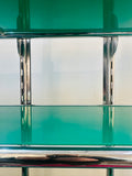 1970s 5-Shelf Tubular Chrome and Green Perspex Shelving Unit