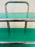 1970s 5-Shelf Tubular Chrome and Green Perspex Shelving Unit