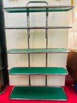 1970s 5-Shelf Tubular Chrome and Green Perspex Shelving Unit