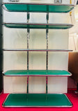 1970s 5-Shelf Tubular Chrome and Green Perspex Shelving Unit