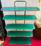 1970s 5-Shelf Tubular Chrome and Green Perspex Shelving Unit