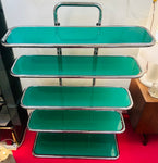 1970s 5-Shelf Tubular Chrome and Green Perspex Shelving Unit