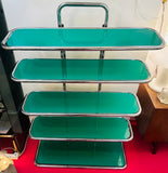 1970s 5-Shelf Tubular Chrome and Green Perspex Shelving Unit