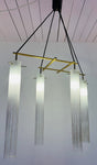 1970s Italian Four Tubular Frosted Glass & Brass Ceiling Light