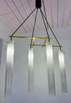 1970s Italian Four Tubular Frosted Glass & Brass Ceiling Light