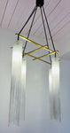 1970s Italian Four Tubular Frosted Glass & Brass Ceiling Light