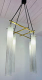 1970s Italian Four Tubular Frosted Glass & Brass Ceiling Light