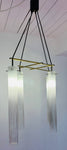 1970s Italian Four Tubular Frosted Glass & Brass Ceiling Light