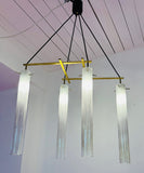 1970s Italian Four Tubular Frosted Glass & Brass Ceiling Light