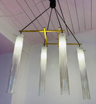 1970s Italian Four Tubular Frosted Glass & Brass Ceiling Light