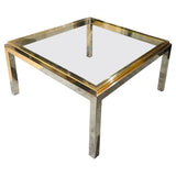 1970s Jean Charles Brass & Chrome Coffee Table
