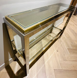 1970s Jean Charles Brass & Chrome Console Table