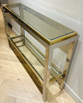 1970s Jean Charles Brass & Chrome Console Table