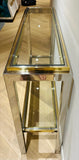 1970s Jean Charles Brass & Chrome Console Table