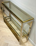 1970s Jean Charles Brass & Chrome Console Table