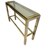 1970s Jean Charles Brass & Chrome Console Table