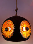 1970s German Glazed Ceramic Orange & Brown Pendant Light