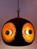 1970s German Glazed Ceramic Orange & Brown Pendant Light