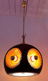 1970s German Glazed Ceramic Orange & Brown Pendant Light