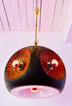 1970s German Glazed Ceramic Orange & Brown Pendant Light