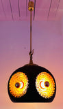 1970s German Glazed Ceramic Orange & Brown Pendant Light