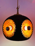 1970s German Glazed Ceramic Orange & Brown Pendant Light