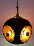 1970s German Glazed Ceramic Orange & Brown Pendant Light