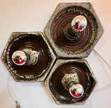 1970s Fat Lava Hustadt Hexagonal Ceramic Wall Lights - 3 Available