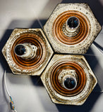 1970s Fat Lava Hustadt Hexagonal Ceramic Wall Lights - 3 Available