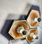 1970s Fat Lava Hustadt Hexagonal Ceramic Wall Lights - 3 Available