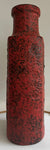 1970s German Fat Lava Scheurich Red Handled Pottery Vase