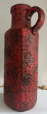 1970s German Fat Lava Scheurich Red Handled Pottery Vase