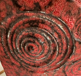 1970s German Fat Lava Scheurich Red Handled Pottery Vase