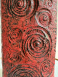 1970s German Fat Lava Scheurich Red Handled Pottery Vase