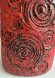 1970s German Fat Lava Scheurich Red Handled Pottery Vase