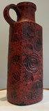 1970s German Fat Lava Scheurich Red Handled Pottery Vase