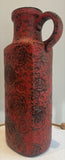 1970s German Fat Lava Scheurich Red Handled Pottery Vase