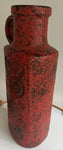 1970s German Fat Lava Scheurich Red Handled Pottery Vase