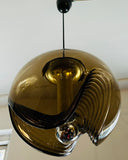 1970s "Futura" Putzler Gold Chrome & Smoked Glass Pendant