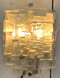 1970s German Hillebrand Geometric Glass Wall Light