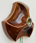 1970s German Hustadt Glazed Ceramic Brown Fat Lava Wall Sconce
