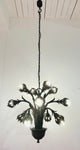 1970s German Cast Iron Faux Bronze 12 Light Chandelier