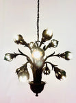 1970s German Cast Iron Faux Bronze 12 Light Chandelier