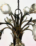 1970s German Cast Iron Faux Bronze 12 Light Chandelier