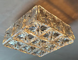 1970s German Kinkeldey Crystal Facetted Glass Flush Mount