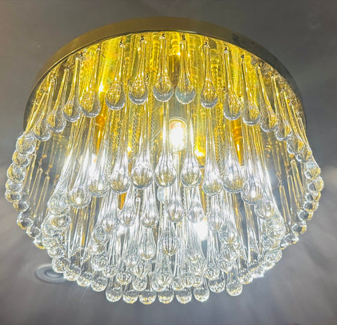 1970s German Murano Glass Tear Drop Flush Mount by Christoph Palme