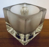 1970s German Putzler Frosted Cube Glass Table Lamp