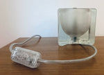 1970s German Putzler Frosted Cube Glass Table Lamp