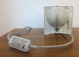 1970s German Putzler Frosted Cube Glass Table Lamp