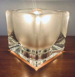 1970s German Putzler Frosted Cube Glass Table Lamp